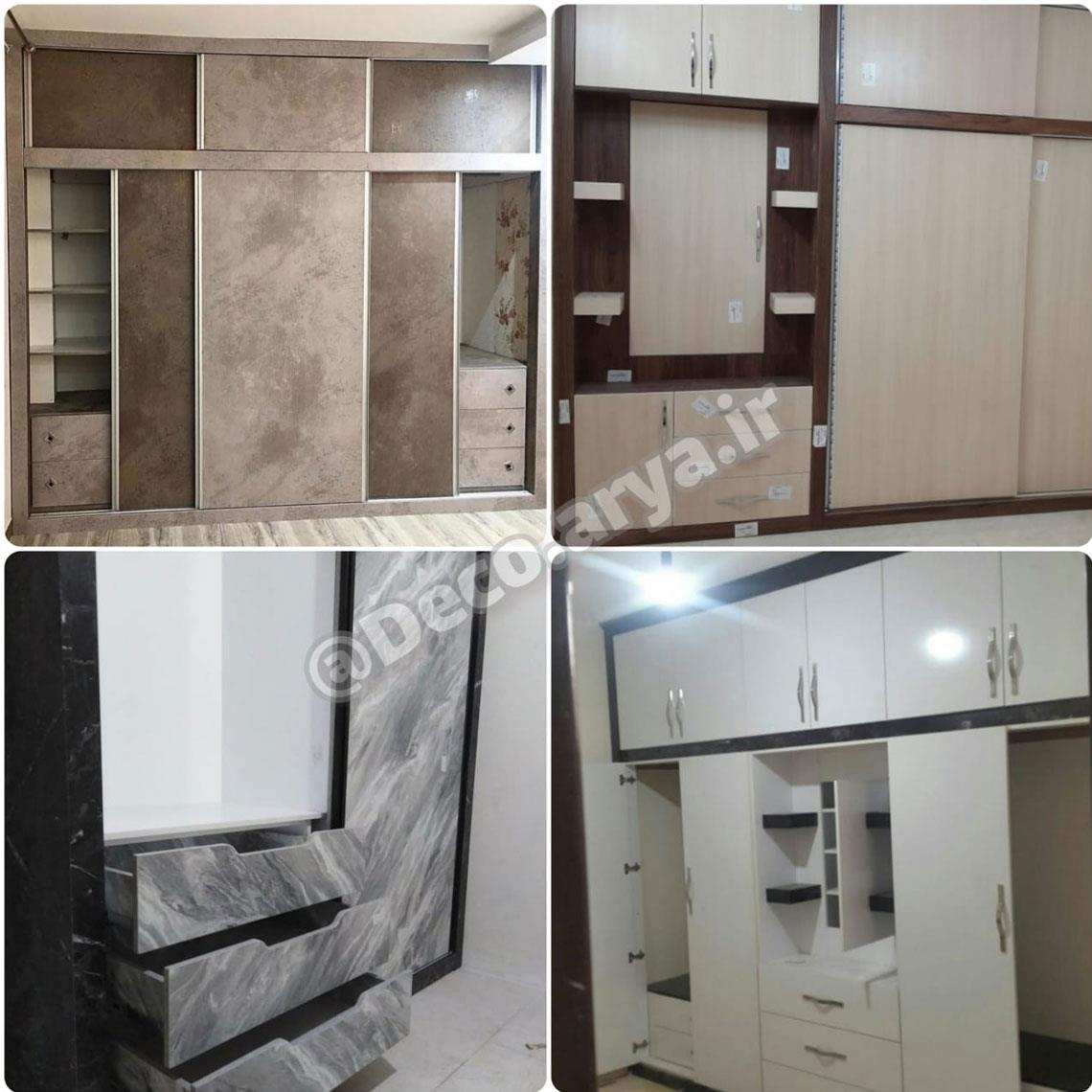بازسازی ودیزاین کمد دیواری دکوراسیون آريا چوب شاهین شهر