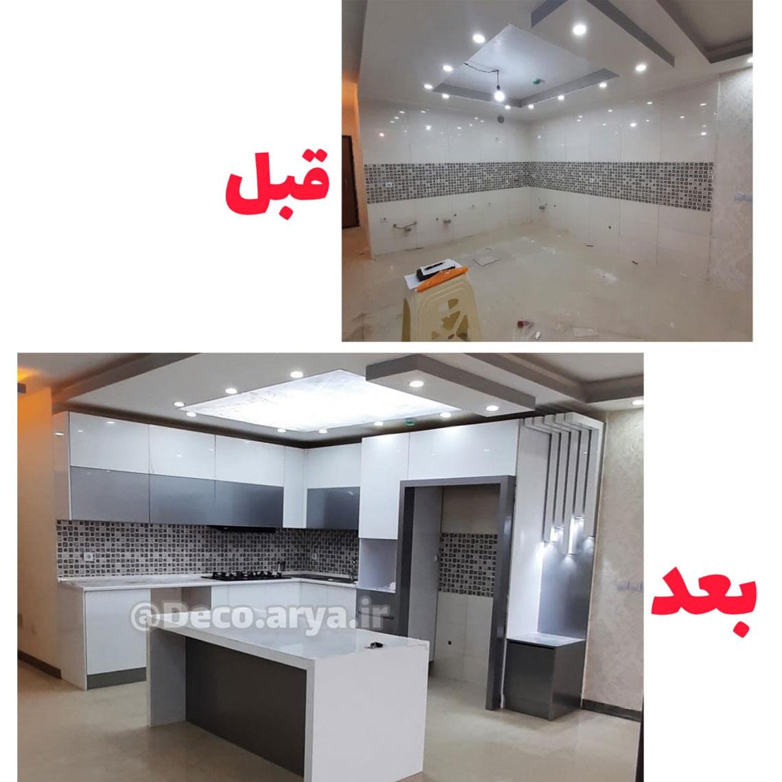 طراحی کابینت آشپزخانه دکوراسیون آريا چوب شاهین شهر